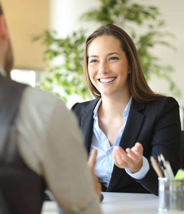 Female employee working with a client