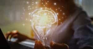 Concept of the brain inside a light up bulb